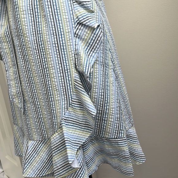 Draper James striped blue & white ruffle wrap dress - Picture 5 of 11